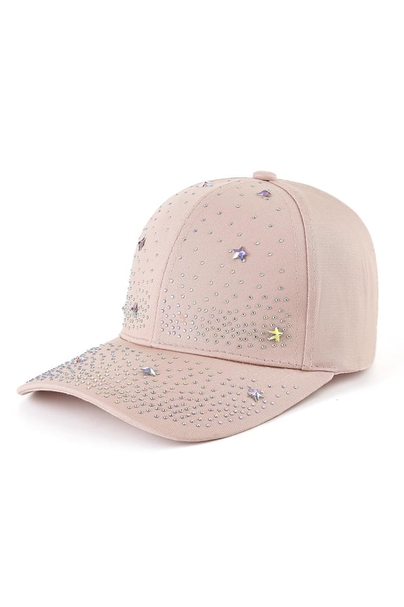 Women's Rhinestone Baseball Cap Fashion Bling Sequins Adjustable Hat Casual Travel Vacation Sun Hats Khaki