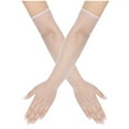 thumbnail image 1 of ZQUUVOU Women's Rhinestone Fishnets Gloves Arm Sleeves Mesh Lace Gloves Elbow Length Tulle Tea Party Wedding Bridal White A, 1 of 3