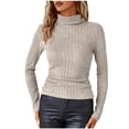 thumbnail image 1 of ZQUUVOU Women's Ribbed Knit Pullover Casual Cozy Turtle Neck Pullover Long Sleeve Tops Comfortable Base Layer Khaki, 1 of 9
