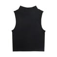thumbnail image 1 of ZQUUVOU Women's Ribbed Knit Tank Top High Neck Sleeveless Crop Fitted Yoga Slim Tops Gym Running Workout Athletic Stretch Top Black, 1 of 3
