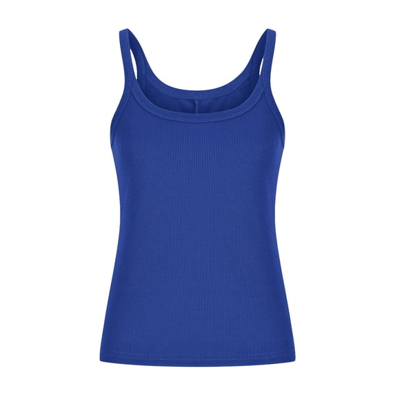 ZQUUVOU Women's Ribbed Knit Tank Top Scoop Neck Casual Solid Color Sleeveless Soft Basic Blouse Summer Breathable Top Blue