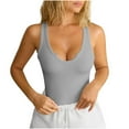 thumbnail image 1 of ZQUUVOU Women's Ribbed Slim Tank Tops Deep V Neck Casual Sleeveless Solid Color Top Fitted Soft Basic Layering Cami Shirts Gray, 1 of 7