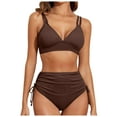 thumbnail image 1 of ZQUUVOU Women's Ribbed Two Piece Bikini Set Solid Color High Waist Texture Tie Side Swimsuit Beach Vacation Coffee, 1 of 6
