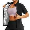 thumbnail image 1 of ZQUUVOU Women's Sauna Suit Jacket Body Shaper Waist Trainer Long Sleeve Zipper Shirts Workout Top for Gym Running Fitness Silver B, 1 of 4