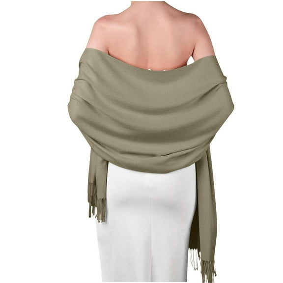 ZQUUVOU Women's Scarf Shawl Long Shawl Winter Warm Large Tassel Scarf Pashmina Shawl Wraps for Wedding Evening Dress Shawl Olive Green