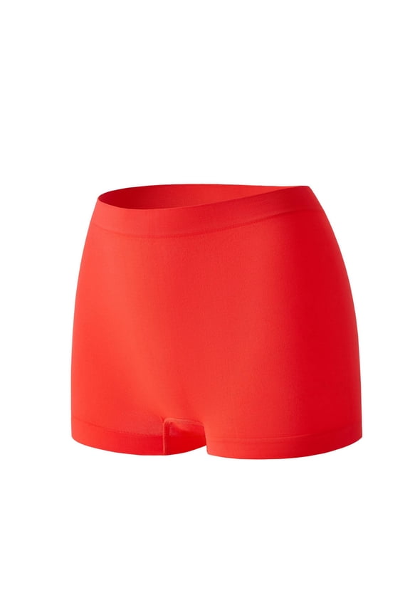 Women's Seamless Shaping Boyshorts Tummy Control Underwear Panties Slip Mid-Waist Body Shaper Shorts Orange