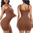 thumbnail image 1 of ZQUUVOU Women's Seamless Slip Dress Built In Shapewear Tummy Control Sleeveless Spaghetti Strap Bodycon Mini Dress Brown, 1 of 5