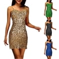 thumbnail image 1 of ZQUUVOU Women's Sequin Party Dresses Sleeveless V Neck Spaghetti Straps Bodycon Festive Holiday Formal Homecoming Dress Green, 1 of 5
