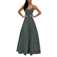thumbnail image 1 of ZQUUVOU Women's Sequin Slip Maxi Dress V Neck Sparkly Formal Gown Sleeveless Mermaid Bridesmaid Evening Dress Gray, 1 of 6
