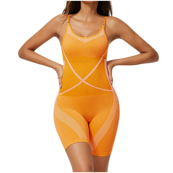 ZQUUVOU Women's Shapewear Bodysuit Tummy Control Body Shaper Slimming Seamless Snatched Waist Body Suit Short Yellow A