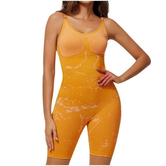 ZQUUVOU Women's Shapewear Bodysuit Tummy Control Body Shaper Slimming Seamless Snatched Waist Body Suit Short Yellow B