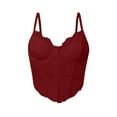 thumbnail image 1 of ZQUUVOU Women's Sheer Mesh Camisole See Through Backless Spaghetti Strap Tank Lace Trim Teddy Bodysuit Clubwear Burgundy, 1 of 5