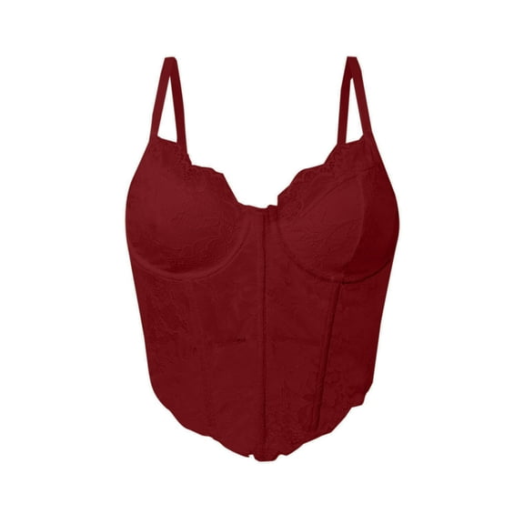 ZQUUVOU Women's Sheer Mesh Camisole See Through Backless Spaghetti Strap Tank Lace Trim Teddy Bodysuit Clubwear Burgundy