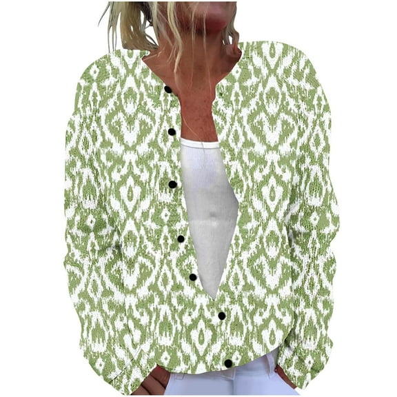 ZQUUVOU Women's Shirts Cardigan Long Sleeve Hollow Out Solid Color Jacket (Olive Green,S)