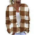 thumbnail image 1 of ZQUUVOU Women's Shirts Crew Neck Printed Knitted Cardigan Button Coat (Brown,5XL), 1 of 5