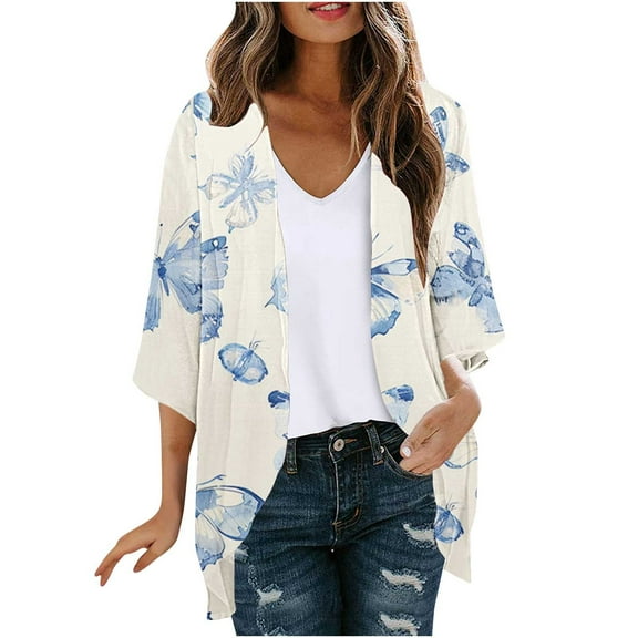 ZQUUVOU Women's Shirts Long Sleeve Printed Cardigan Blouse with Pocket (Multicolor,2XL)