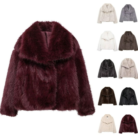 ZQUUVOU Women's Short Faux Fur Coat Casual Shaggy Jacket with Pockets Long Sleeve Warm Winter Open Front Fluffy Outwear White