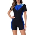 thumbnail image 1 of ZQUUVOU Women's Short Sleeve Rash Guard with Boyleg Shorts Zip Up One Piece Athletic Surfing Swimsuit Beach Surfing Wear Blue, 1 of 9