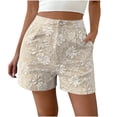 thumbnail image 1 of ZQUUVOU Women's Shorts Boho Printes High Waisted Straight Shorts(Beige,2XL), 1 of 7