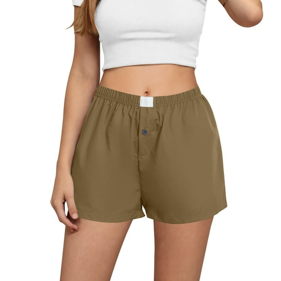 ZQUUVOU Women's Shorts Summer Casual Drawstring Solid Color High Waist Loose Shorts（Olive Green,2XL）