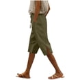 thumbnail image 1 of ZQUUVOU Women's Shorts Summer Solid Color Loose Drawstring Side Slit Shorts with Pockets(Olive Green,2XL), 1 of 6