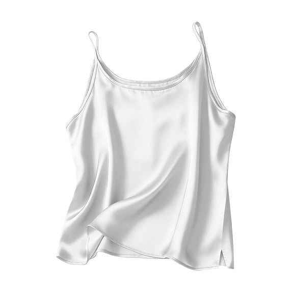 ZQUUVOU Women's Silk Satin Camisole Solid Color Spaghetti Strap Tank Top Sleeveless Loose Cami Round Neck Casual Blouse White
