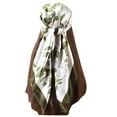 thumbnail image 1 of ZQUUVOU Women's Silk Satin Hair Scarf Botanical Leaf Print Vintage Large Square Bandana Neck Scarf Shawl Head Wrap White, 1 of 5