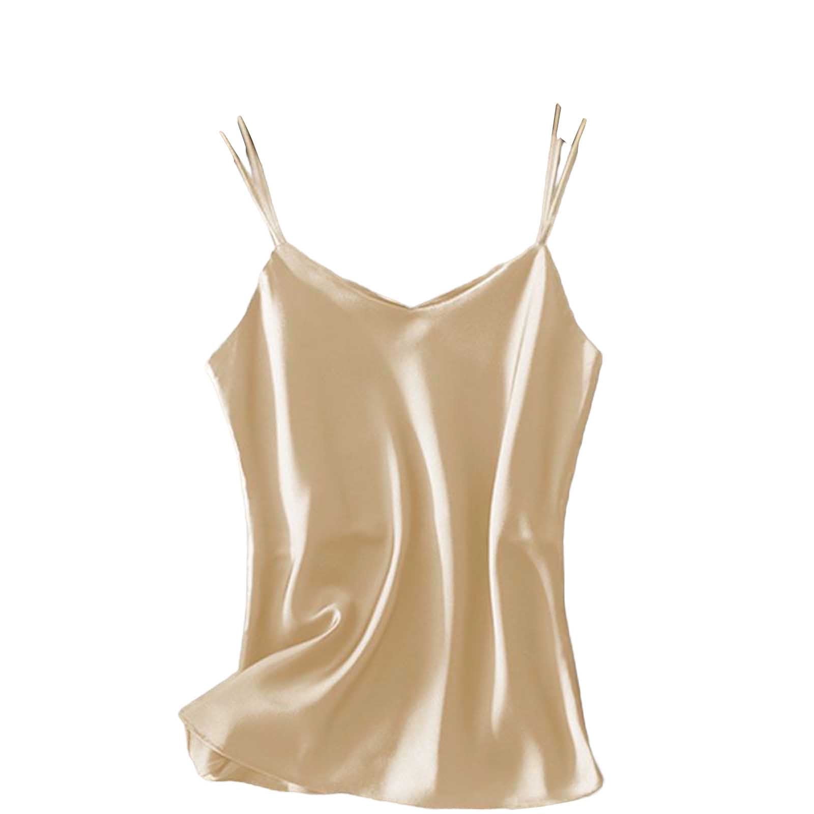 ZQUUVOU Women's Silk Satin Tank Tops V Neck Camisole Solid Color
