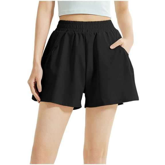 ZQUUVOU Women's Skort Solid Color Casual Running Outdoor Fitness Shorts Skirt(Black,2XL)