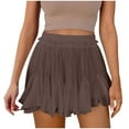 thumbnail image 1 of ZQUUVOU Women's Skort Summer Solid Color Lace Pleated Skirt Pants(Brown,2XL), 1 of 8