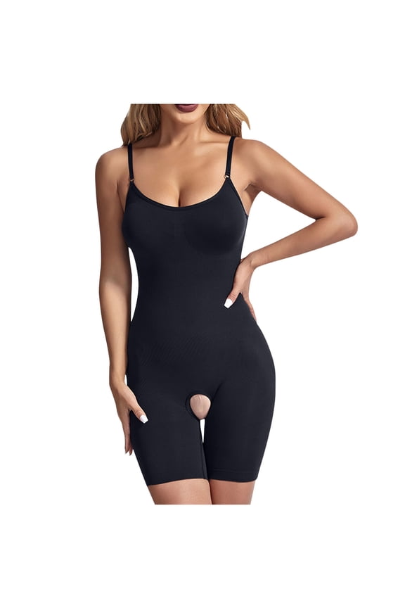 Women's Sleeveless Bodysuit Yoga Underwear Shapewear Workout One Piece Outfits Ribbed Going Out Bodycon Shorts Black B