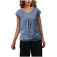 thumbnail image 1 of ZQUUVOU Women's Sleeveless Linen Blouse Drop Shoulder Cotton Linen Tank Tops Casual Summer Breathable Trendy Wear Navy, 1 of 8