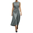 thumbnail image 1 of ZQUUVOU Women's Sleeveless Maxi Dress Round Neck Tie Front Side Slit Loose Formal Cocktail Party Gown Dresses Gray, 1 of 6