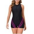 thumbnail image 1 of ZQUUVOU Women's Sleeveless Rash Guard Athletic One Piece Swimsuit Zip Front Slim Performance Surfing Rash Guard Hot Pink, 1 of 9
