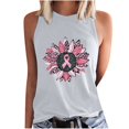 thumbnail image 1 of ZQUUVOU Women's Sleeveless Tank Top Round Neck Breast Cancer Awareness Printed Casual Solid Color Blouse Summer Outfits White, 1 of 5