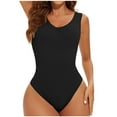 thumbnail image 1 of ZQUUVOU Women's Solid Sleeveless Bodysuit Seamless Thong Tummy Control Full Body Shaper Invisible Underwear Black, 1 of 5