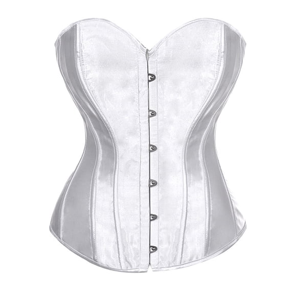 ZQUUVOU Women's Solid Vintage Court Corset Inspired Shapewear Tops Bust Lift Push Up Tummy Control Waist Trainer White