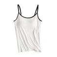 thumbnail image 1 of ZQUUVOU Women's Spaghetti Strap Cami Top Built In Bra Solid Color Adjustable Removable Pads Scoop Neck Tops Loose Fit Yoga Tank White, 1 of 5