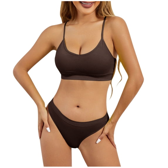 ZQUUVOU Women's Sports Bra Bikini Set Racerback Breathable Quick Dry Yoga Running Fitness Training Comfortable Workout Brown