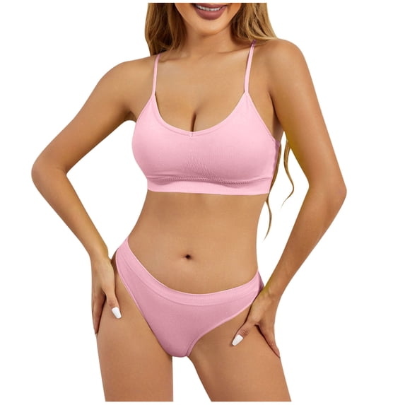 ZQUUVOU Women's Sports Bra Bikini Set Racerback Breathable Quick Dry Yoga Running Fitness Training Comfortable Workout Pink