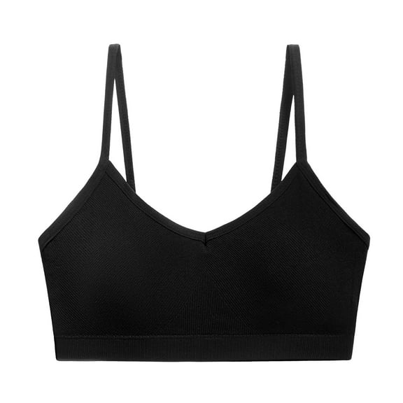 ZQUUVOU Women's Sports Bra Low Impact Thin Straps Yoga Workout Bras Full Coverage Supportive Seamless Wireless Bras Black