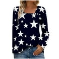 thumbnail image 1 of ZQUUVOU Women's Star Print T-Shirts Long Sleeve Asymmetrical Button Collar Loose Casual Graphic Tops Streetwear Black, 1 of 7