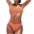 thumbnail image 1 of ZQUUVOU Women's Strapless Bandeau Bikini Set Solid Color High Waist Slimming Push Up Two Piece Swimsuit Bottom Orange, 1 of 6
