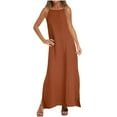 thumbnail image 1 of ZQUUVOU Women's Summer Dress Spaghetti Strap Solid Color Maxi Dress Orange,2XL, 1 of 9