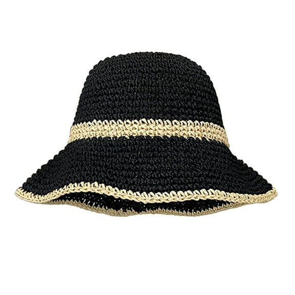 ZQUUVOU Women's Sun Hats Wide Brim Summer Beach Hat Garden Vacation Foldable Travel Straw Hat Lightweight Breathable Black