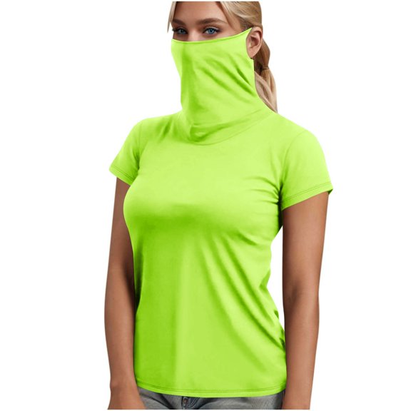 ZQUUVOU Women's Sun Protection Shirts with Face Mask Neck Gaiter Sleeveless Tank Tops Rash Guard For Hiking Fishing Green (S)