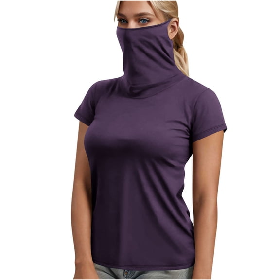 ZQUUVOU Women's Sun Protection Shirts with Face Mask Neck Gaiter Sleeveless Tank Tops Rash Guard For Hiking Fishing Purple (2XL)