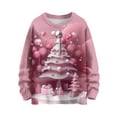 thumbnail image 1 of ZQUUVOU Women's Sweater Casual Round Neck Christmas Printed Long Sleeve Knitted Blouse (Pink,M), 1 of 7