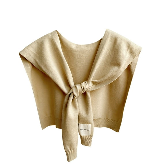 ZQUUVOU Women's Sweater Shawl Wraps Knitted Knotted Shawls Solid Color Scarf Cape Shoulder Tops Blouses Fashion Wrap Beige
