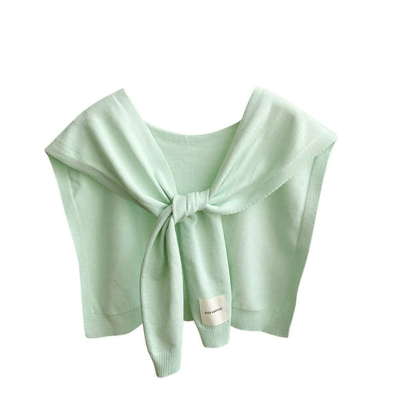ZQUUVOU Women's Sweater Shawl Wraps Knitted Knotted Shawls Solid Color Scarf Cape Shoulder Tops Blouses Fashion Wrap Mint Green